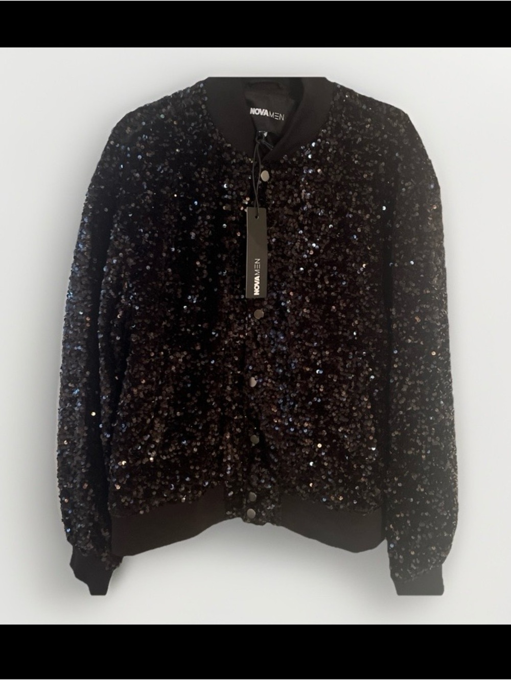 Fashion Nova Textured Blinged Out Sequin Bomber Jacket Size L